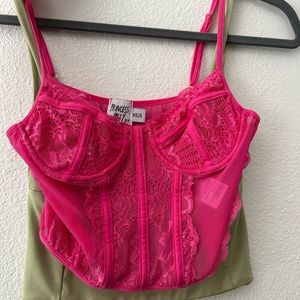 Pink lace crop top